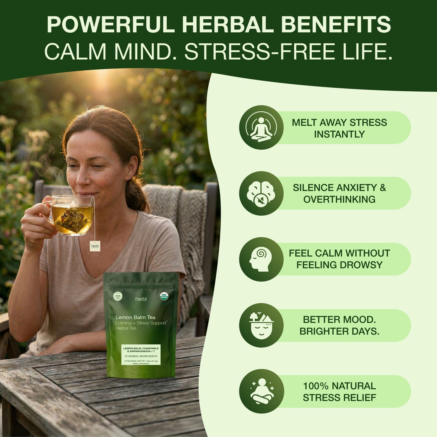Lemon Balm Calming Herbal Tea